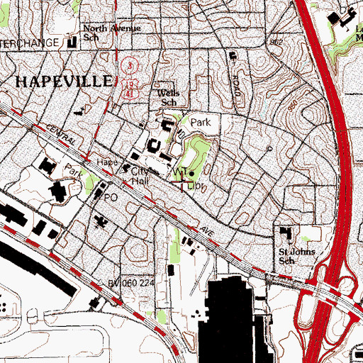 Topographic Map of Hapeville Library, GA