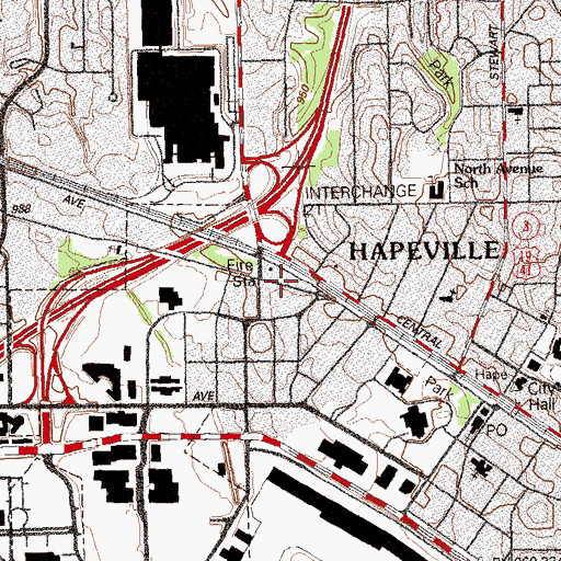 Topographic Map of Hapeville Station, GA