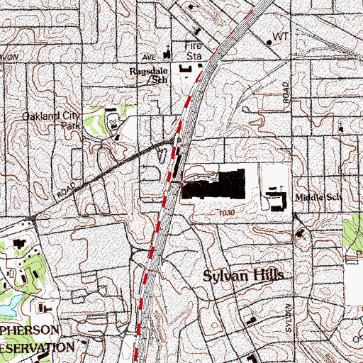 Topographic Map of Oakland City Station, GA