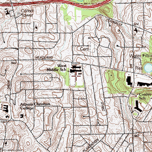 Topographic Map of Paul D West Middle School, GA