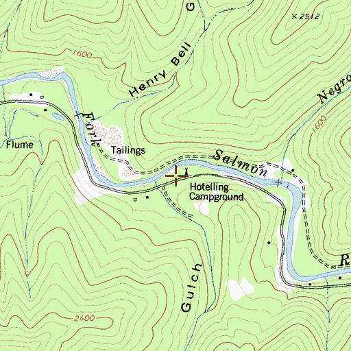 Topographic Map of Hotelling Campground, CA