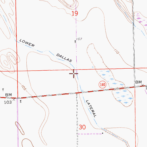 Topographic Map of Lower Dallas Lateral, CA