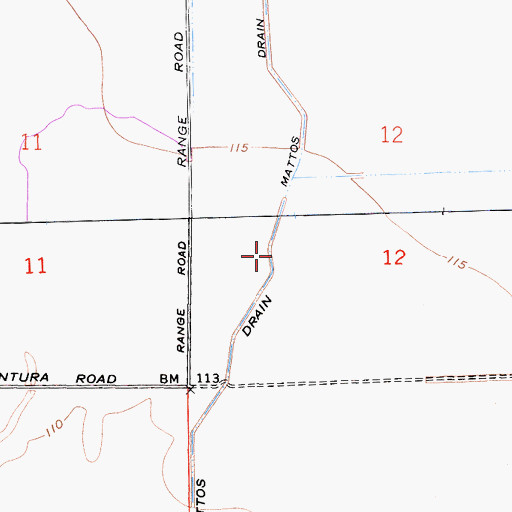 Topographic Map of Mattos Drain, CA