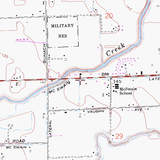 Topographic Map of McSwain Lateral, CA