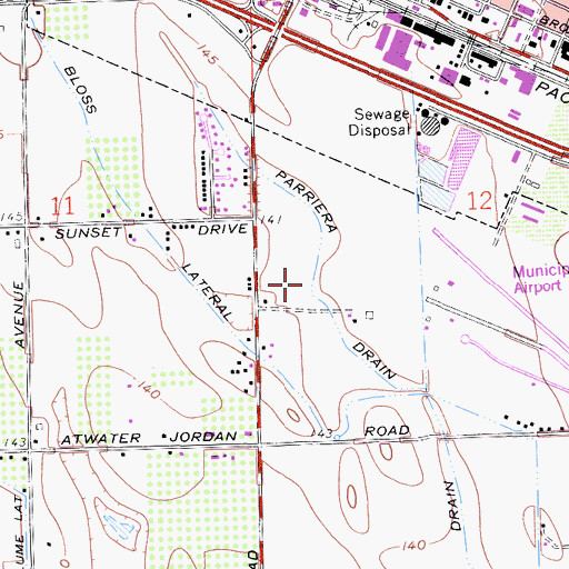 Topographic Map of Parriera Drain, CA