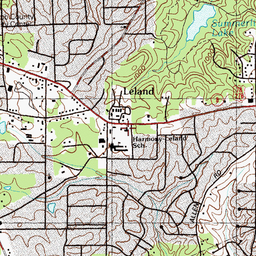 Topographic Map of Leland Methodist Church, GA