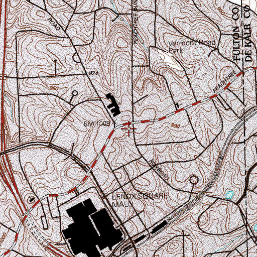 Topographic Map of Buckhead Triangle Shopping Center, GA