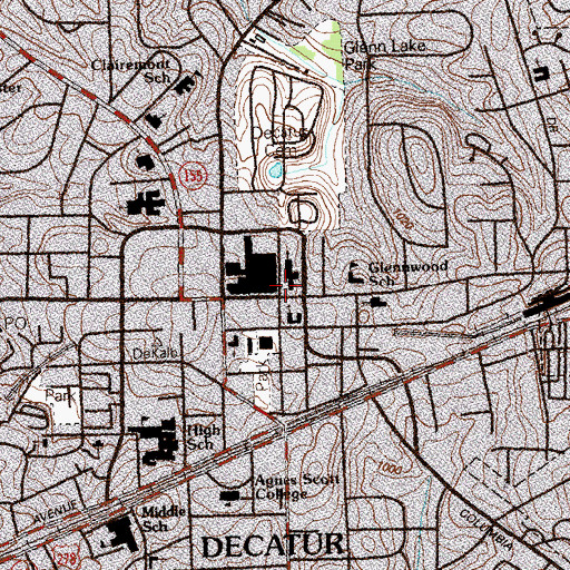 Topographic Map of Decatur First Methodist Kindergartern, GA