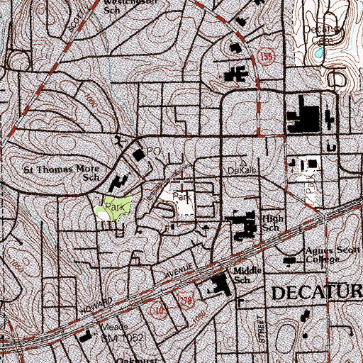 Topographic Map of Decatur Police Department, GA