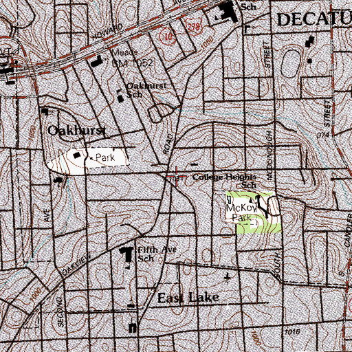 Topographic Map of Decatur Fire Department Station 2, GA