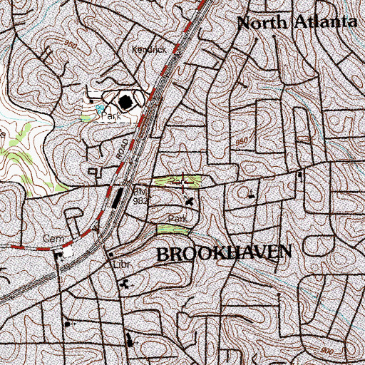 Topographic Map of DeKalb County Fire and Rescue Department Station 02, GA