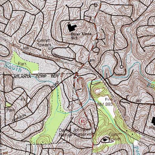 Topographic Map of Druid Hills Post Office, GA