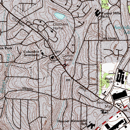Topographic Map of Friends School of Atlanta, GA