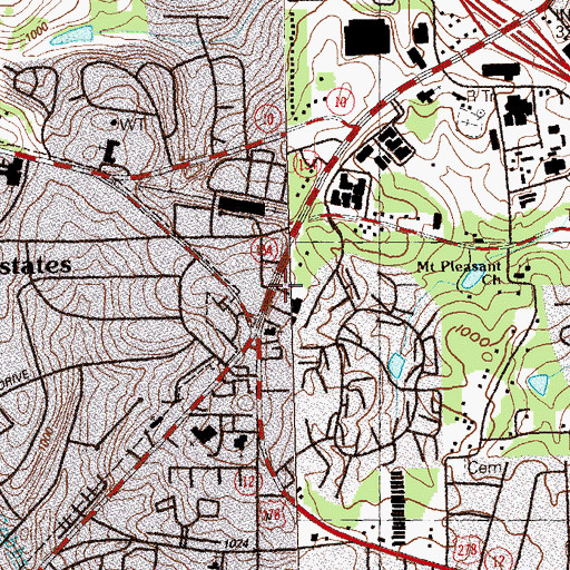 Topographic Map of Kensington Station, GA