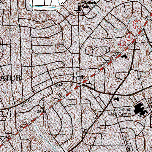 Topographic Map of Medlock Plaza Shopping Center, GA