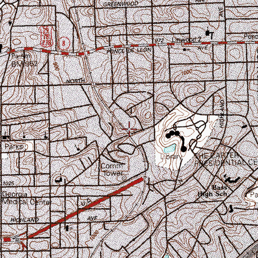 Topographic Map of Ralph McGill Post Office, GA