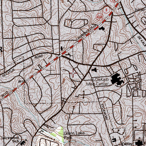 Topographic Map of Suburban Plaza Shopping Center, GA