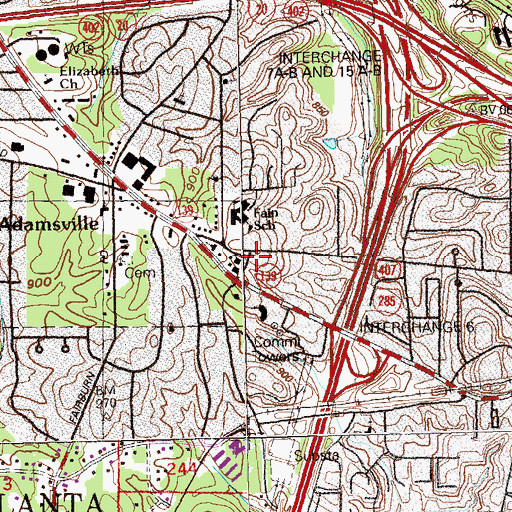 Topographic Map of Adamsville Recreation Center, GA