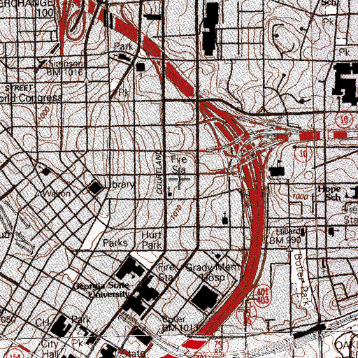 Topographic Map of Atlanta Station Number 4 Fire Station, GA