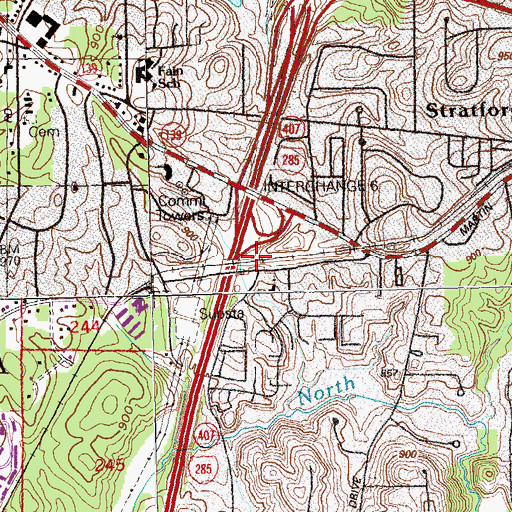 Topographic Map of Brownlee-Boulder Park Station, GA