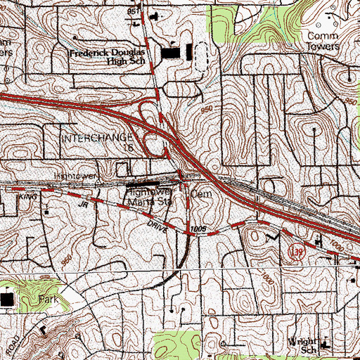 Topographic Map of Hamilton E Holmes Station, GA