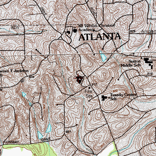 Topographic Map of Northwest Presbyterian Church, GA