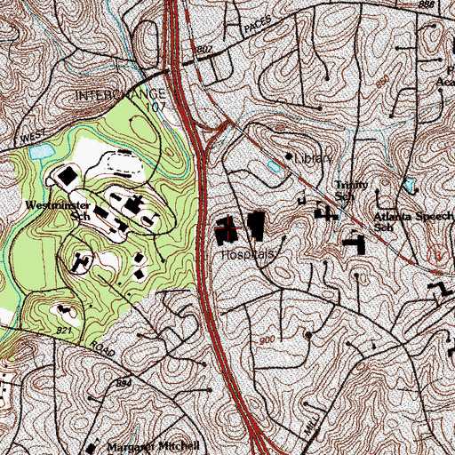 Topographic Map of West Paces Hospital, GA