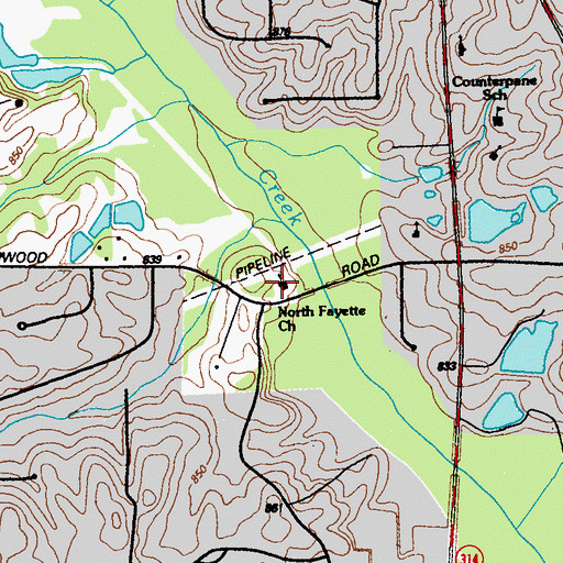 Topographic Map of North Fayette Baptist Church, GA