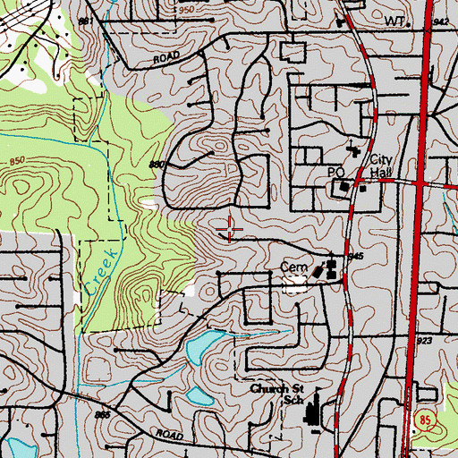 Topographic Map of Riverdale Public Works, GA