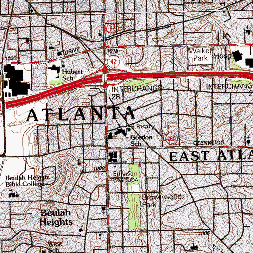 Topographic Map of Atlanta Fire Department Station 13, GA