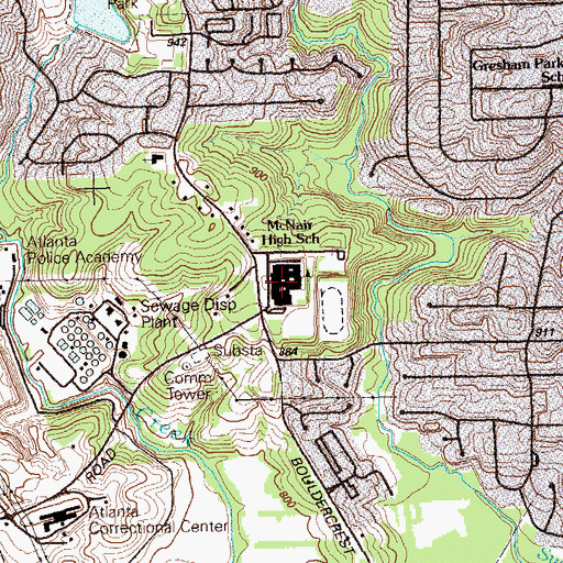 Topographic Map of Ronald E McNair High School, GA