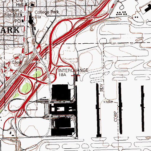 Topographic Map of Atlanta Fire / Rescue Station 32 Airport Division, GA