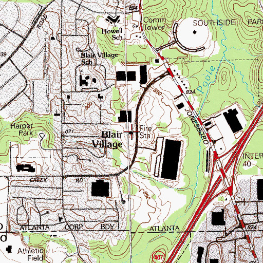 Topographic Map of Atlanta Fire / Rescue Station 34, GA