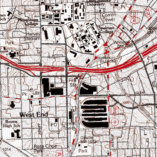 Topographic Map of Atlanta Fire / Rescue Station 07 (historical), GA
