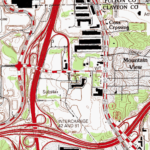 Topographic Map of Clayton County Chamber of Commerce, GA