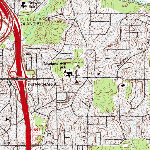 Topographic Map of Cleveland Avenue Library, GA