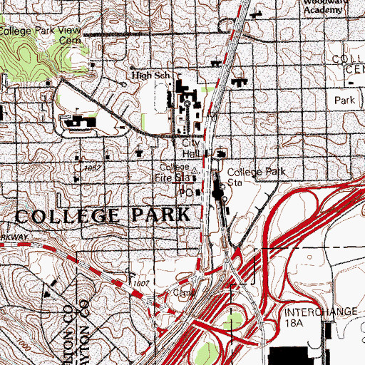 Topographic Map of College Park Police Dept, GA