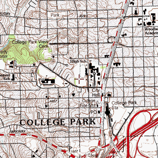 Topographic Map of College Street Recreation Center, GA