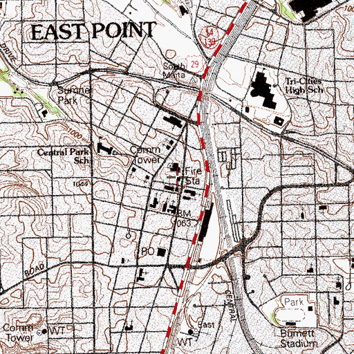 Topographic Map of East Point Fire Department Station 1, GA