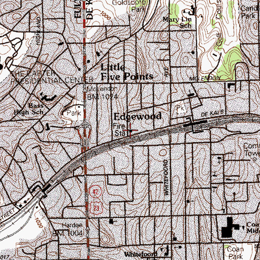 Topographic Map of Atlanta Fire / Rescue Station 12, GA