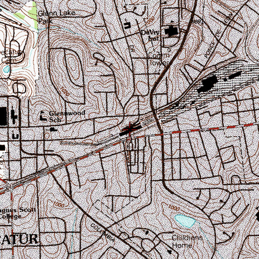 Topographic Map of Avondale Station, GA