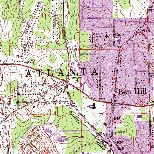 Topographic Map of Southwest Atlanta Christian Academy, GA
