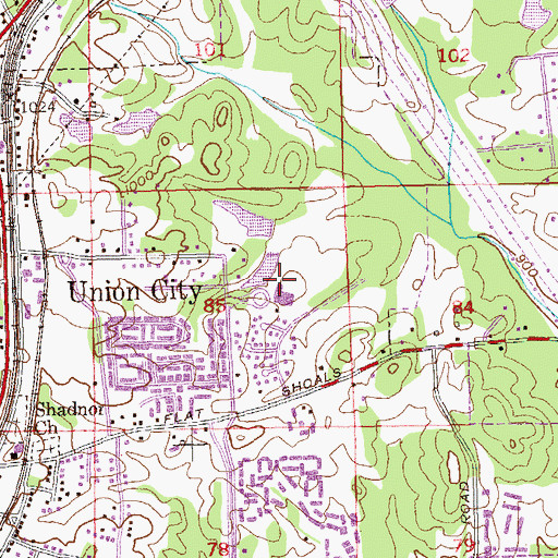 Topographic Map of C H Gullatt Elementary School, GA