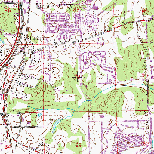 Topographic Map of Union City Fire Department Station 2, GA