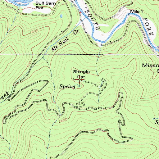 Topographic Map of Shingle Flat, CA