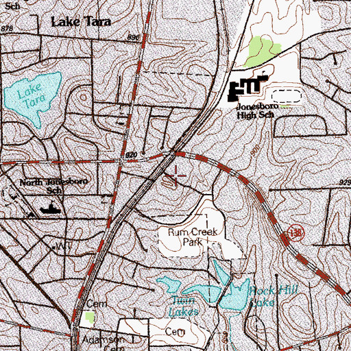 Topographic Map of Clayton County Central Services Complex, GA