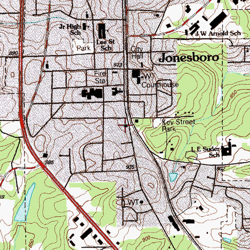 Topographic Map of Jonesboro Police Department, GA