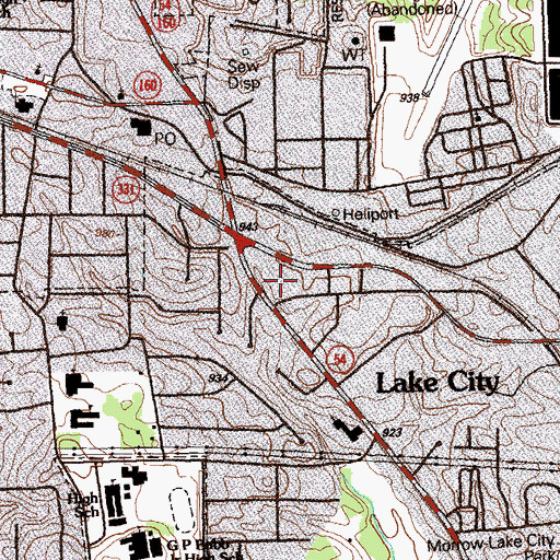 Topographic Map of Lake City Crossing Shopping Center, GA