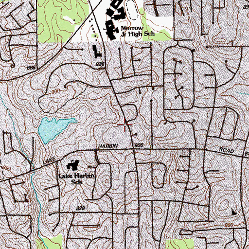 Topographic Map of Morrow Library, GA