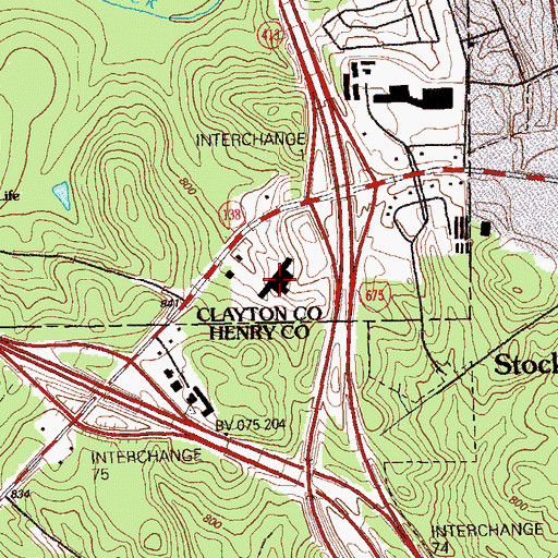 Topographic Map of Stockbridge Village Shopping Center, GA